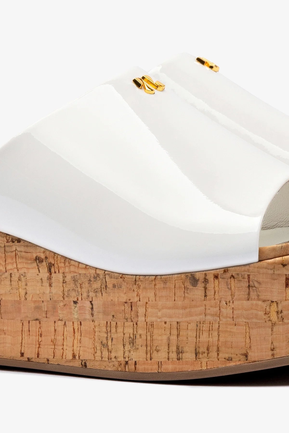 Mule Charli Couro Verniz Branco