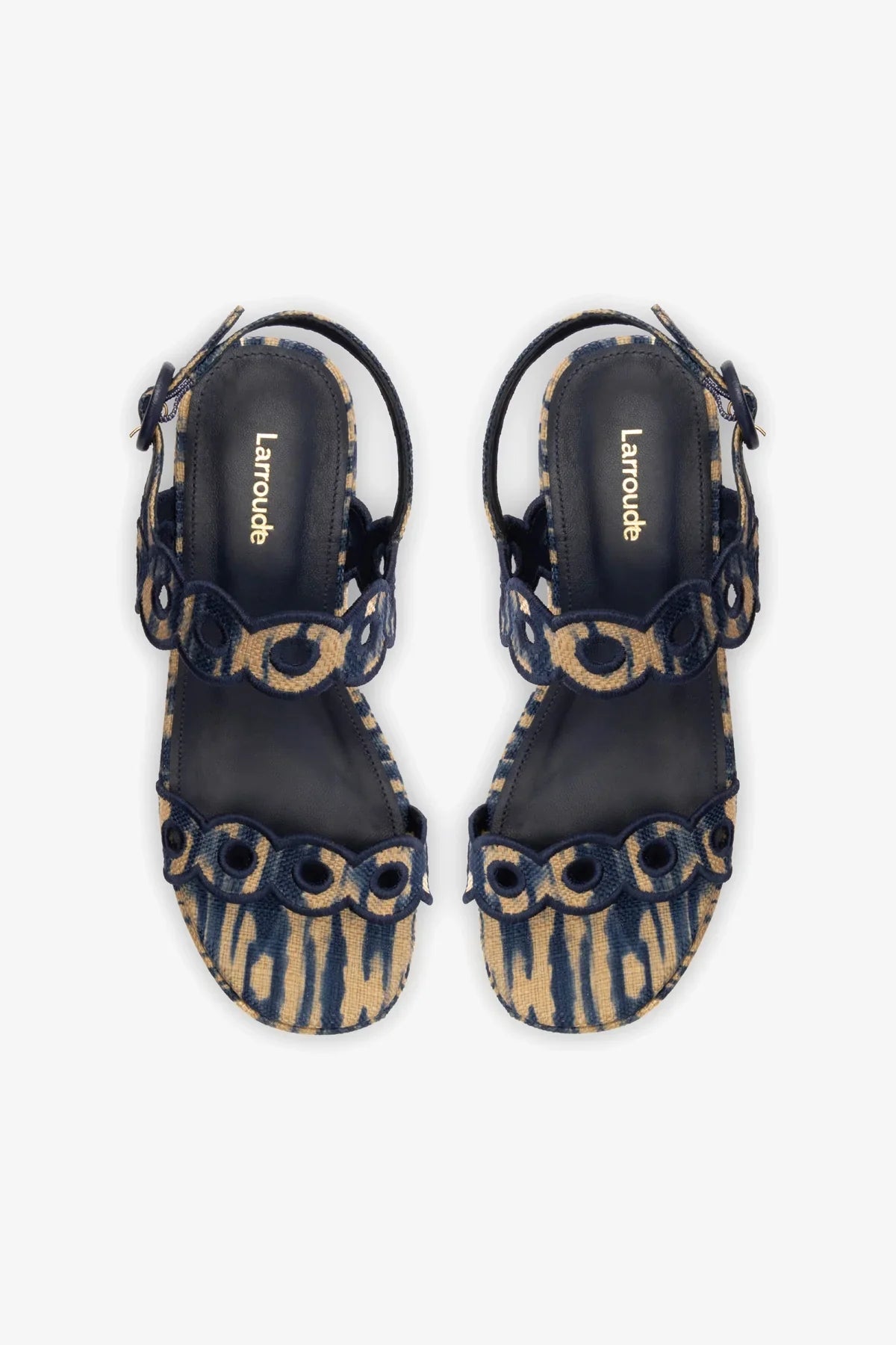 Flatform Florence Ráfia Tie Dye Bege e Azul