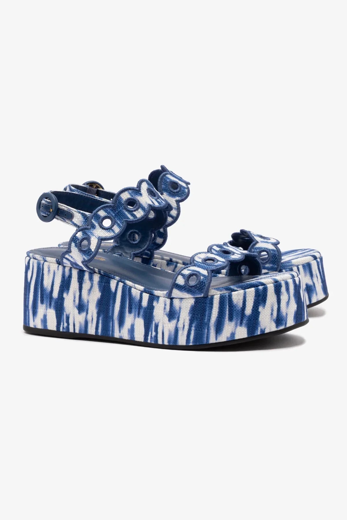 Flatform Florence Ráfia Tie Dye Azul