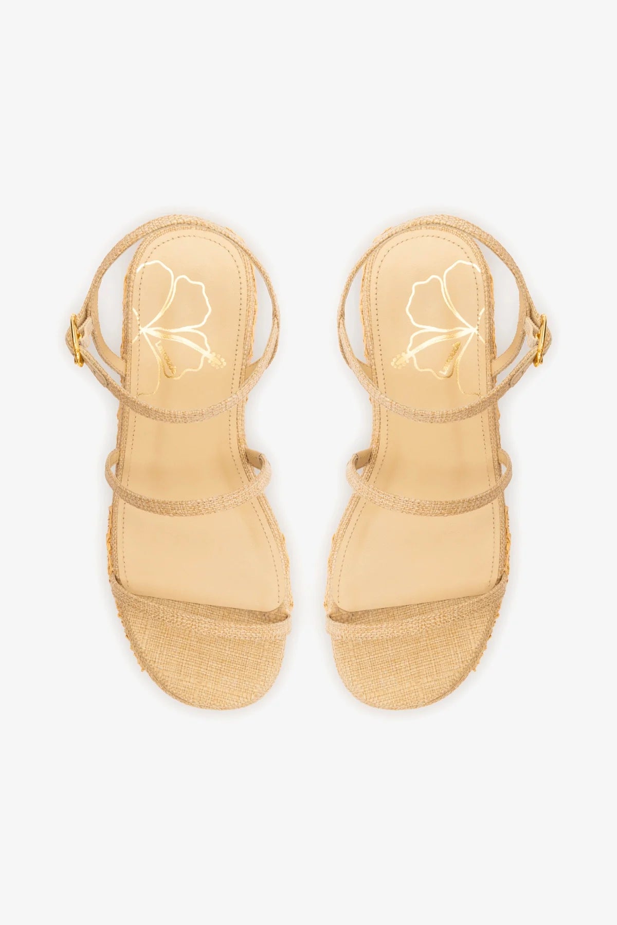 Flatform Gio Ráfia Bege Bordado Floral