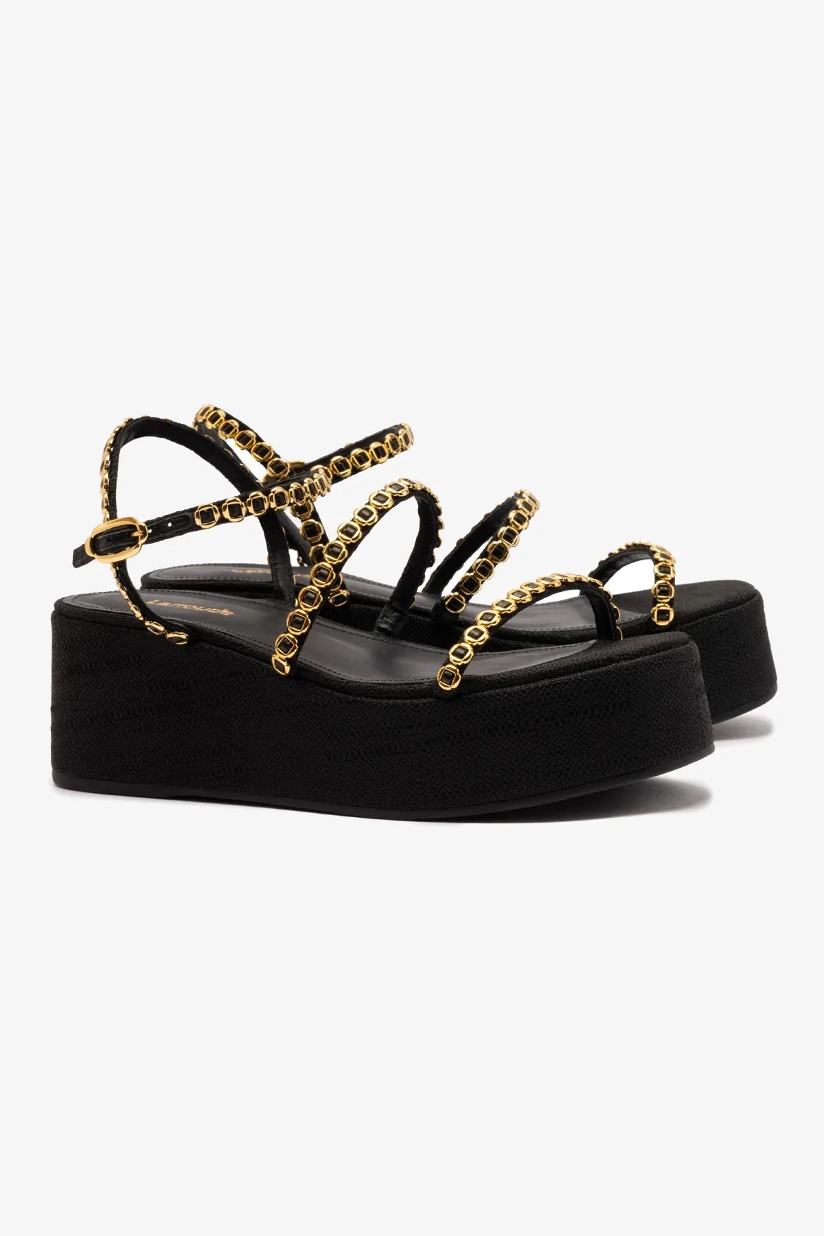 Flatform Gio Milanina Ráfia Preto