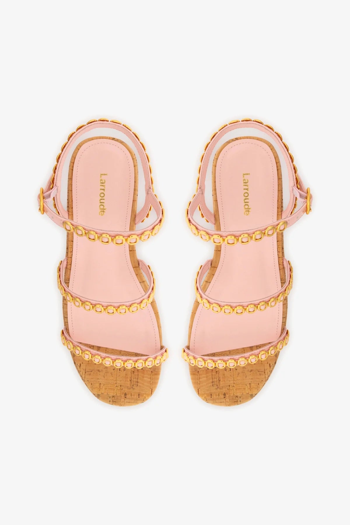 Flatform Gio Milanina Couro Verniz Rosa e Cortiça