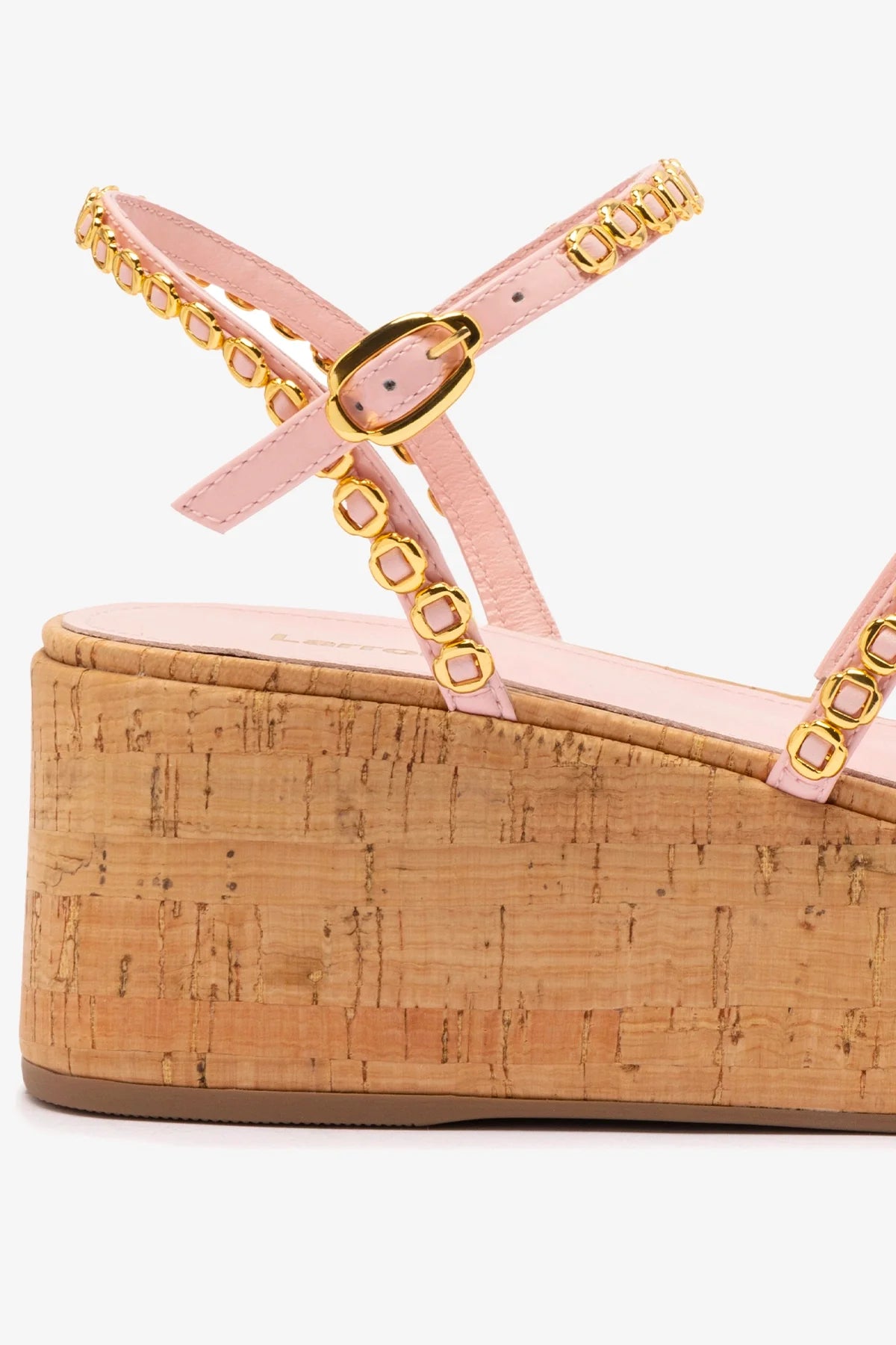 Flatform Gio Milanina Couro Verniz Rosa e Cortiça