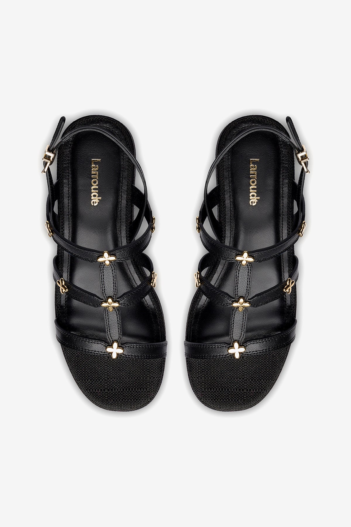 Flatform Harmony Couro Preto e Ráfia Preto