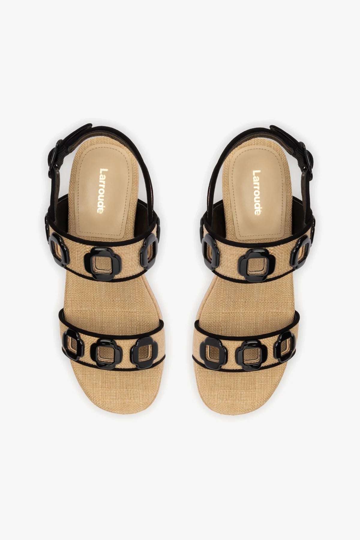 Flatform Milan Ráfia Bege e Camurça Preto