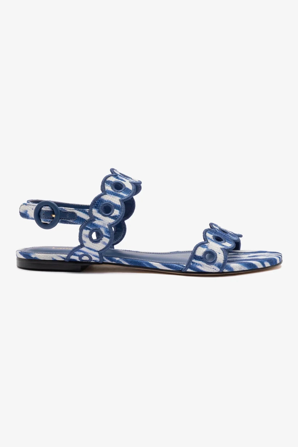 Sandália Flat Florence Ráfia Tie Dye Azul