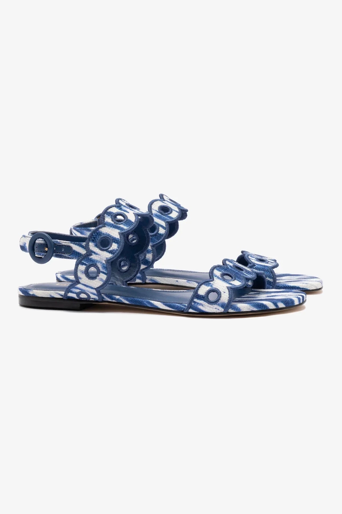 Sandália Flat Florence Ráfia Tie Dye Azul