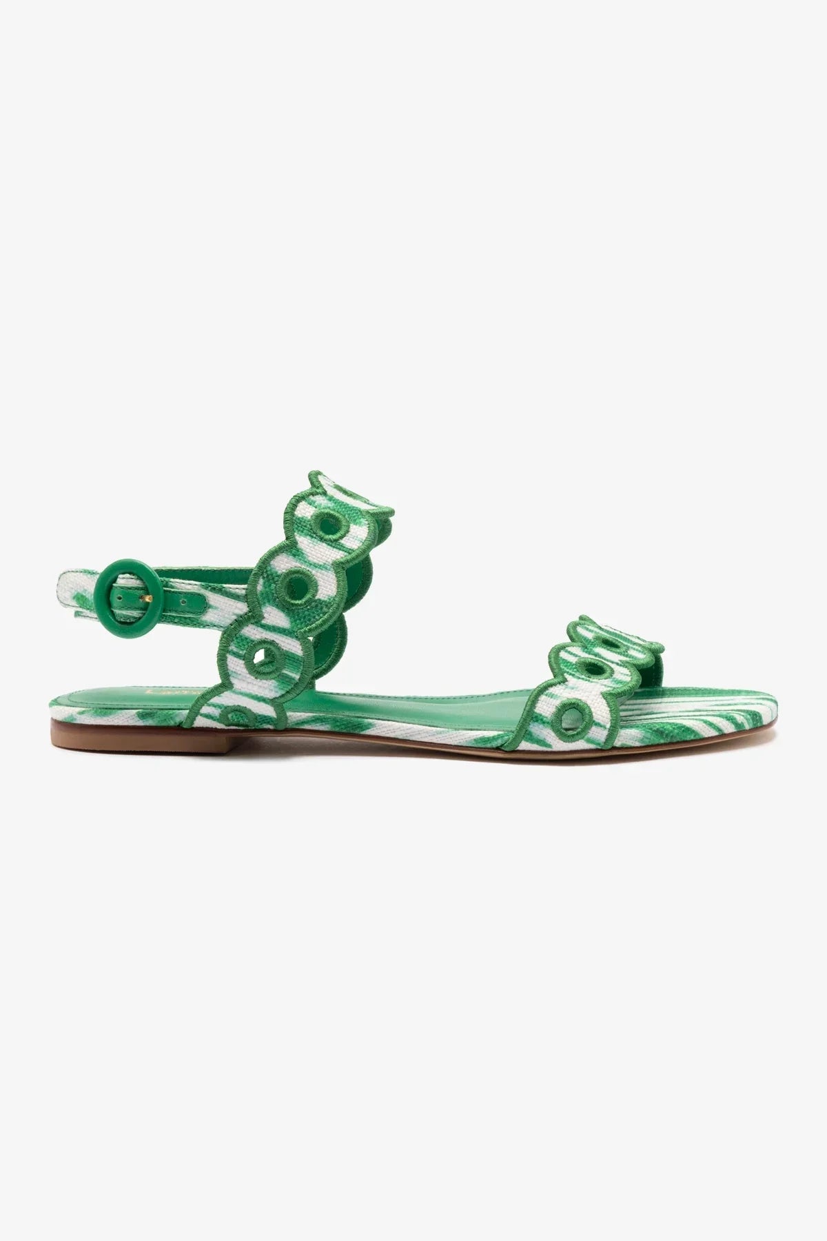 Sandália Flat Florence Ráfia Tie Dye Verde