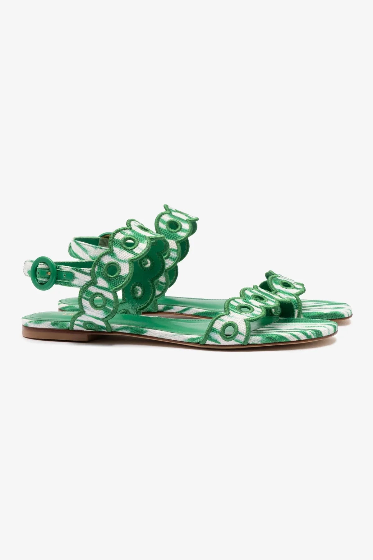 Sandália Flat Florence Ráfia Tie Dye Verde