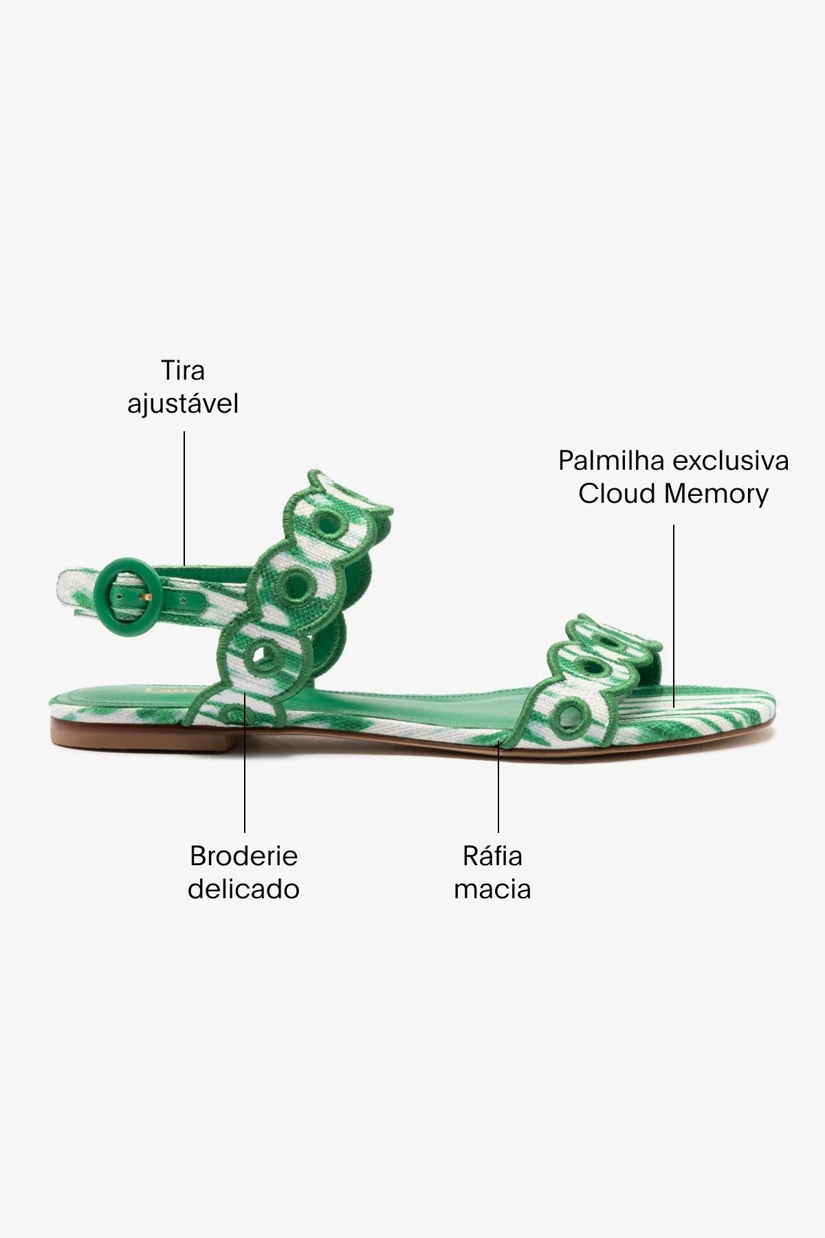 Sandália Flat Florence Ráfia Tie Dye Verde