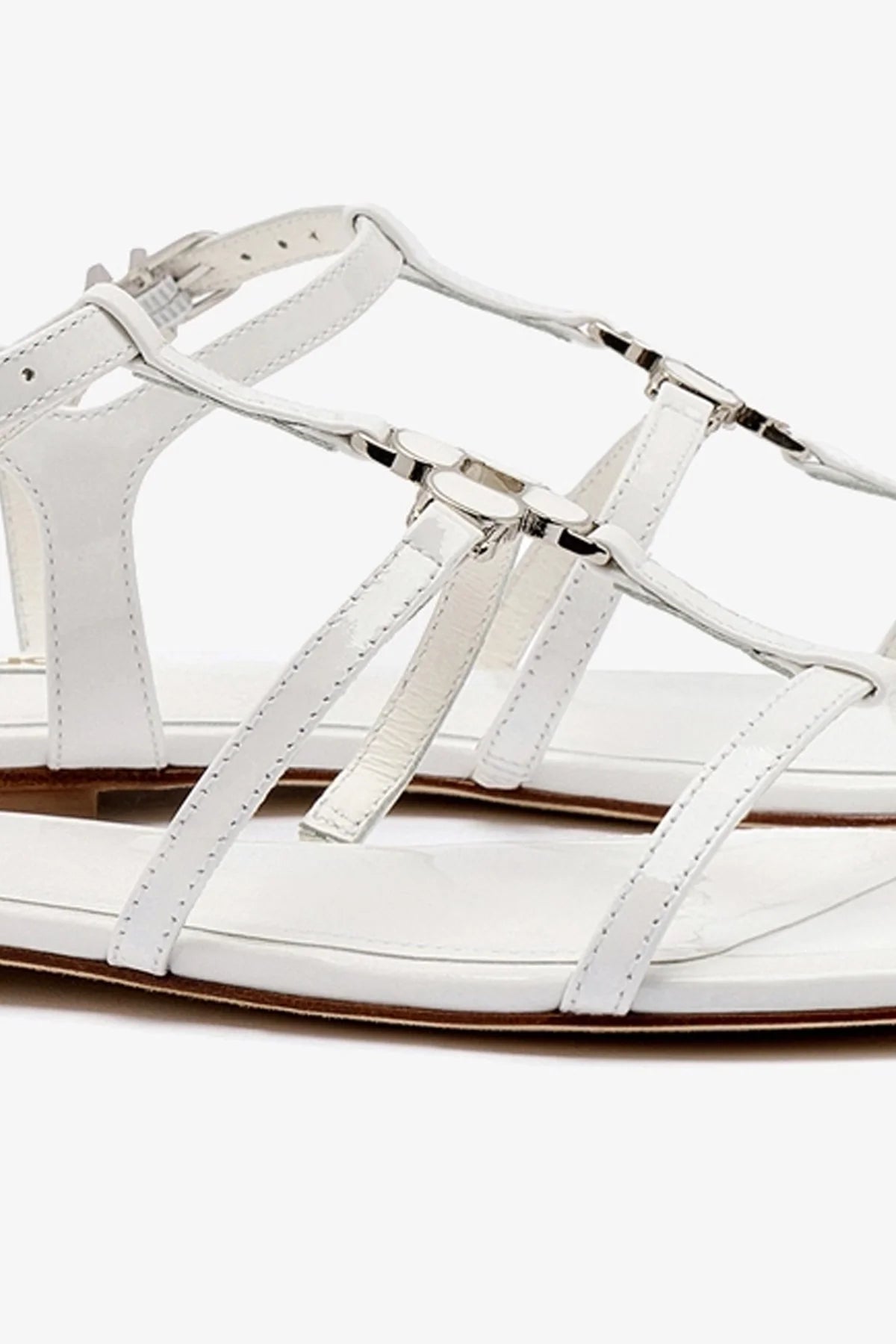 Hana Flat In White Patent Leather