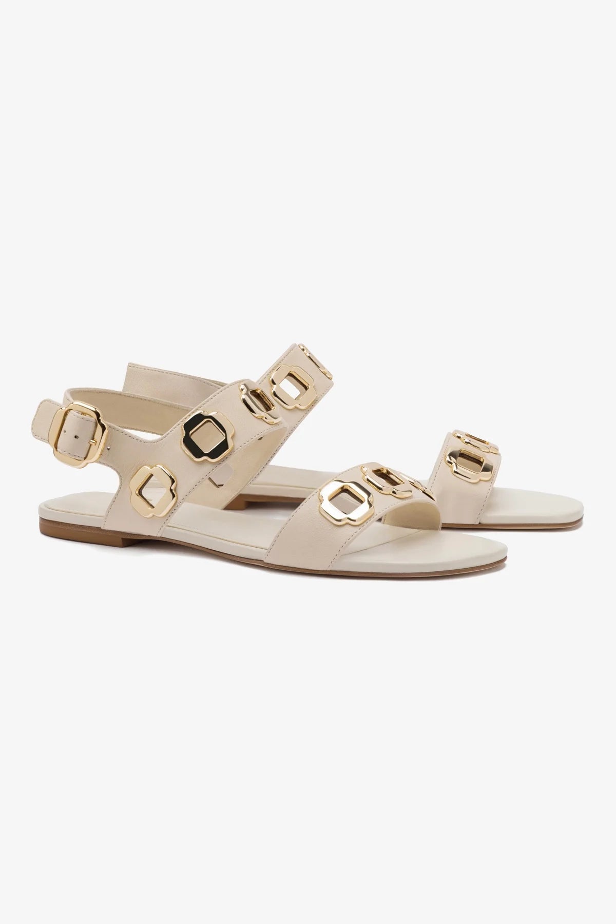 Sandália Flat Milan Couro Off White