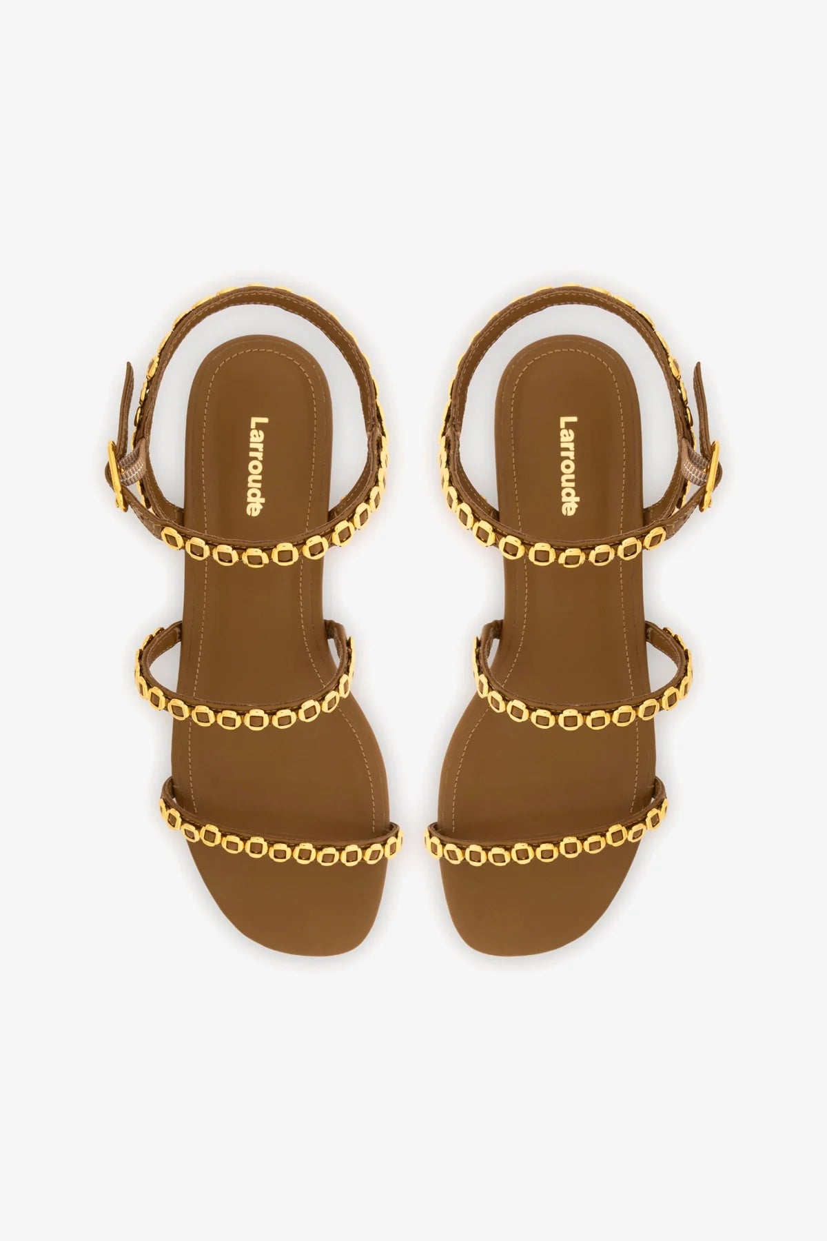 Sandália Flat Milanina Couro Marrom