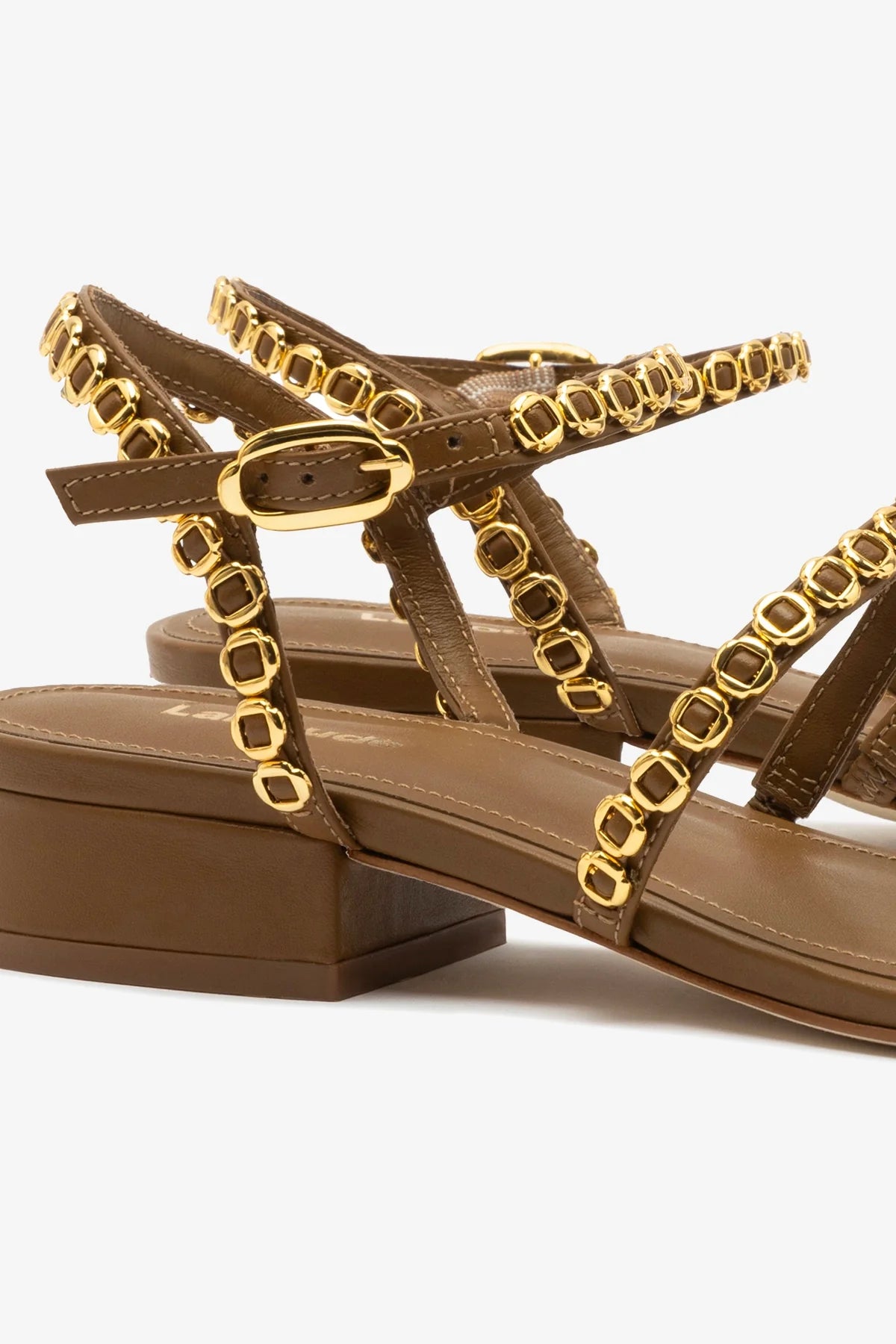 Sandália Flat Milanina Couro Marrom