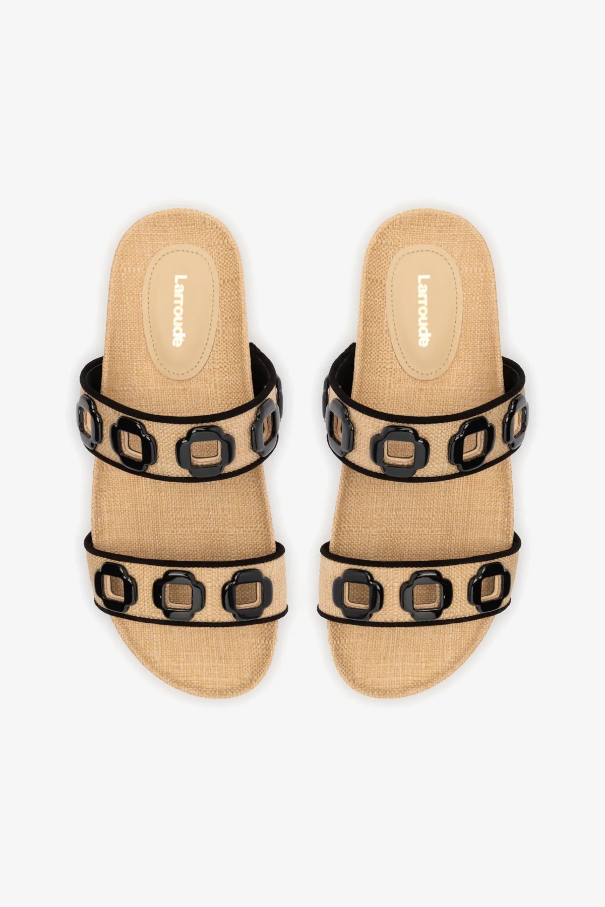 Flat Milan Ráfia Bege e Camurça Preto