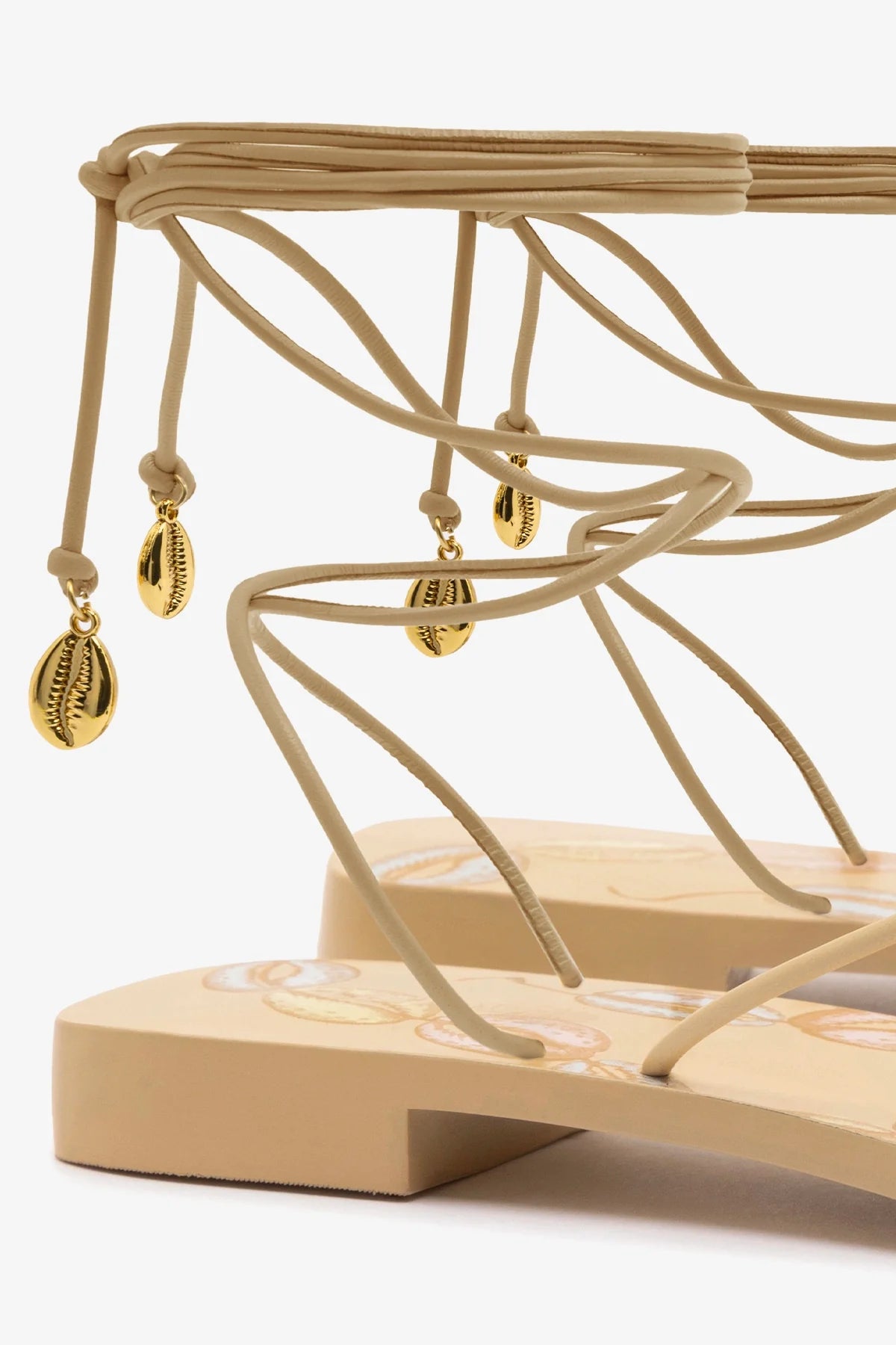 Sandália Flat Nadia Couro Bege