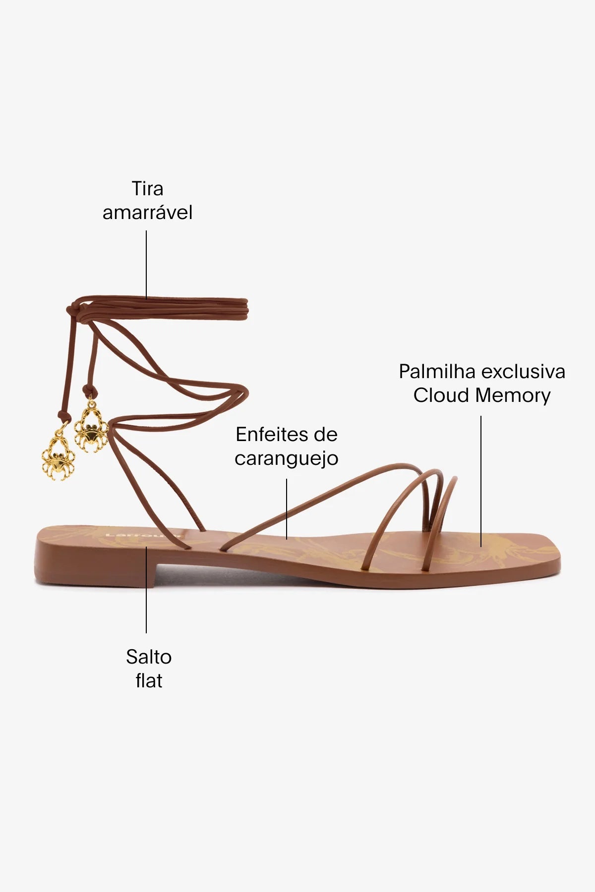 Sandália Flat Nadia Couro Caramelo