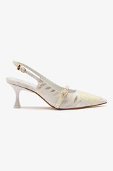 Larroudé x Markarian: Slingback Ines Brocado Off White