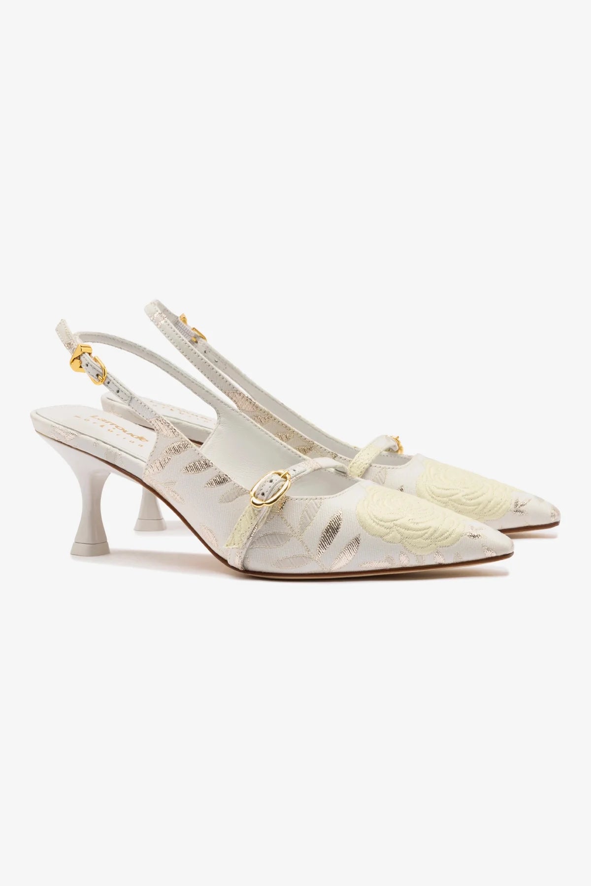 Larroudé x Markarian: Slingback Ines Brocado Off White