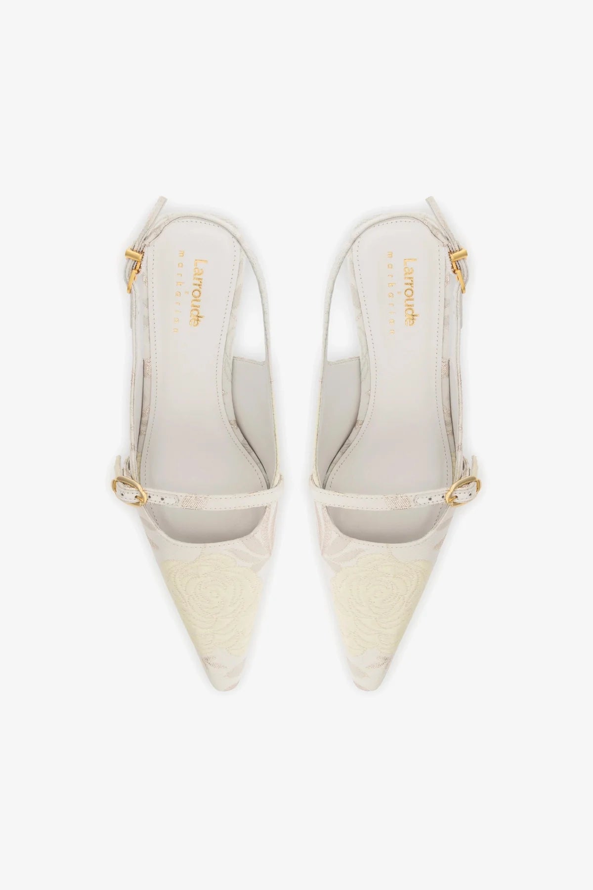 Larroudé x Markarian: Slingback Ines Brocado Off White
