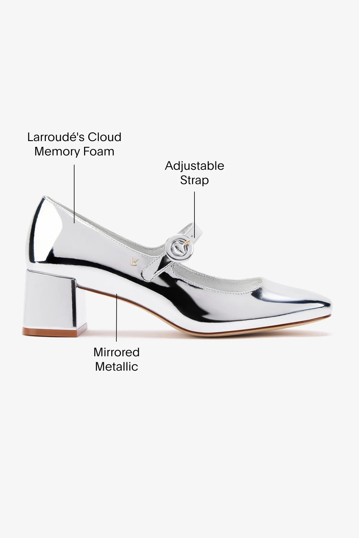 Scarpin Salto Bloco Blair Couro Prateado