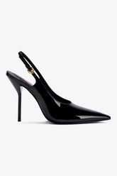 Larroudé x Altuzarra: Slingback Couro Verniz Preto