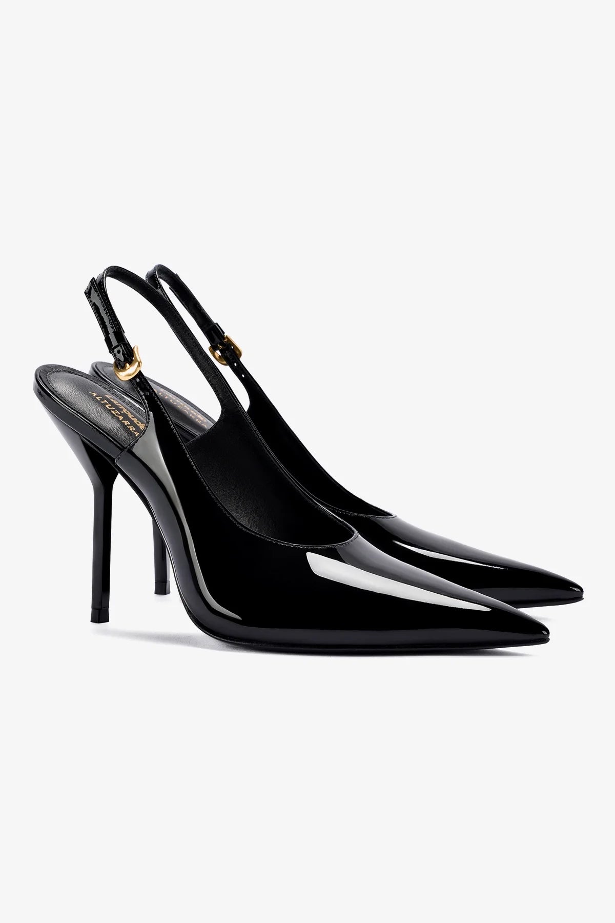 Larroudé x Altuzarra: Slingback Couro Verniz Preto