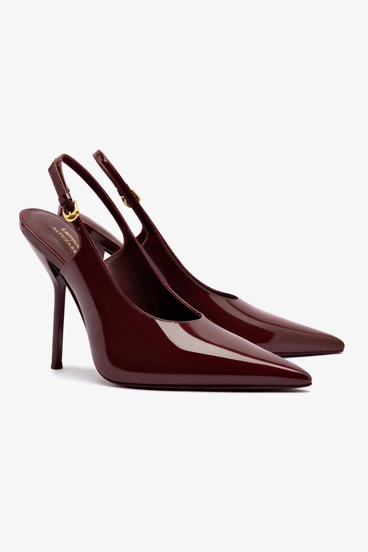 Larroudé x Altuzarra: Slingback Couro Verniz Bordô