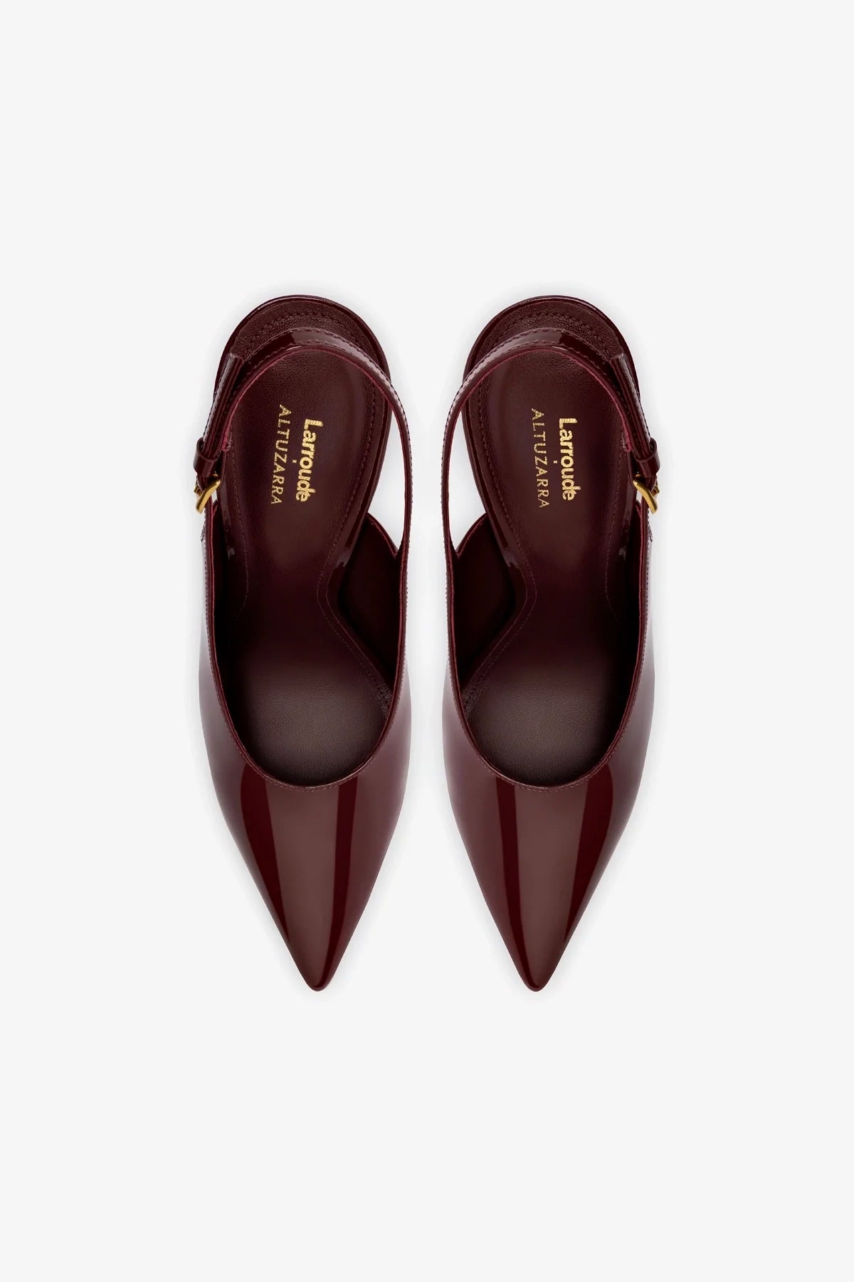 Larroudé x Altuzarra: Slingback Couro Verniz Bordô
