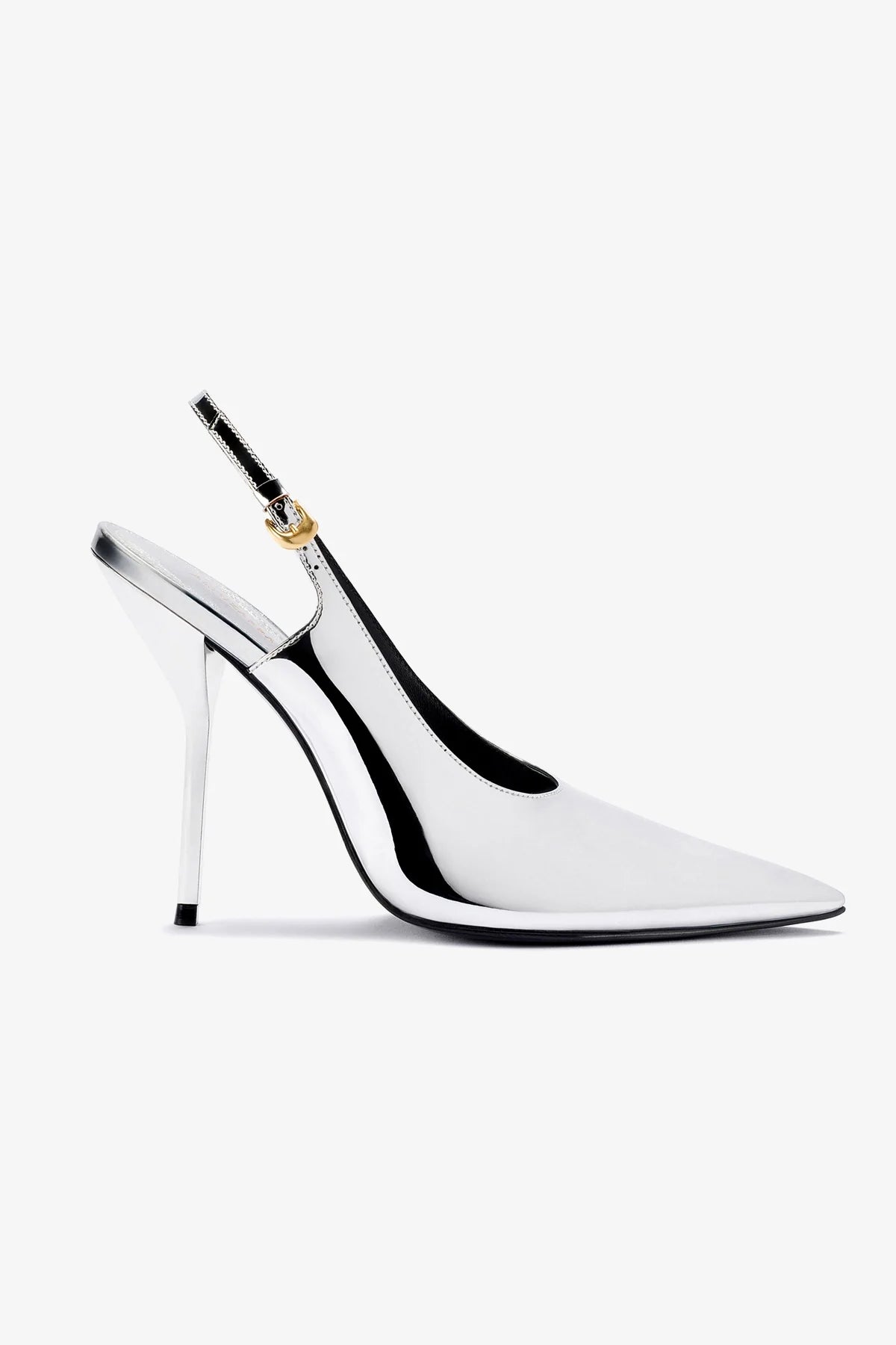 Larroudé x Altuzarra: Slingback Couro Prateado