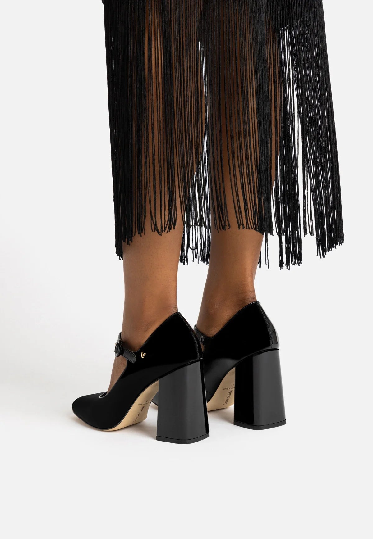 Scarpin Salto Bloco Blair Hi Couro Verniz Preto