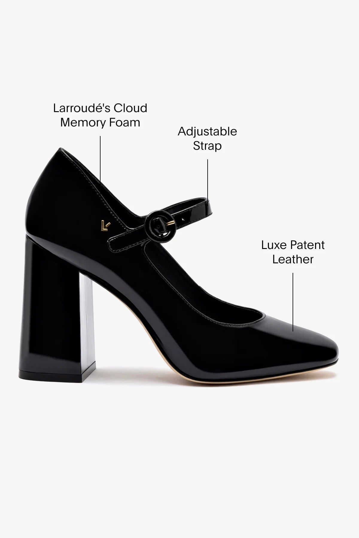 Scarpin Salto Bloco Blair Hi Couro Verniz Preto