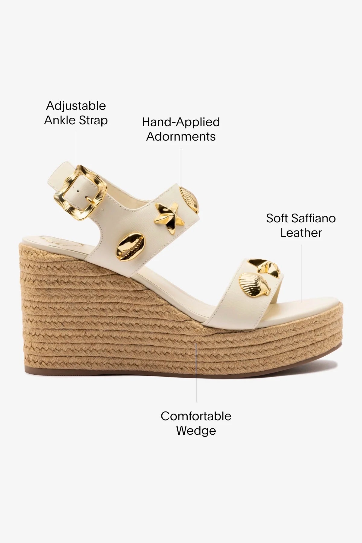Madison Hi Espadrille In Ivory Saffiano