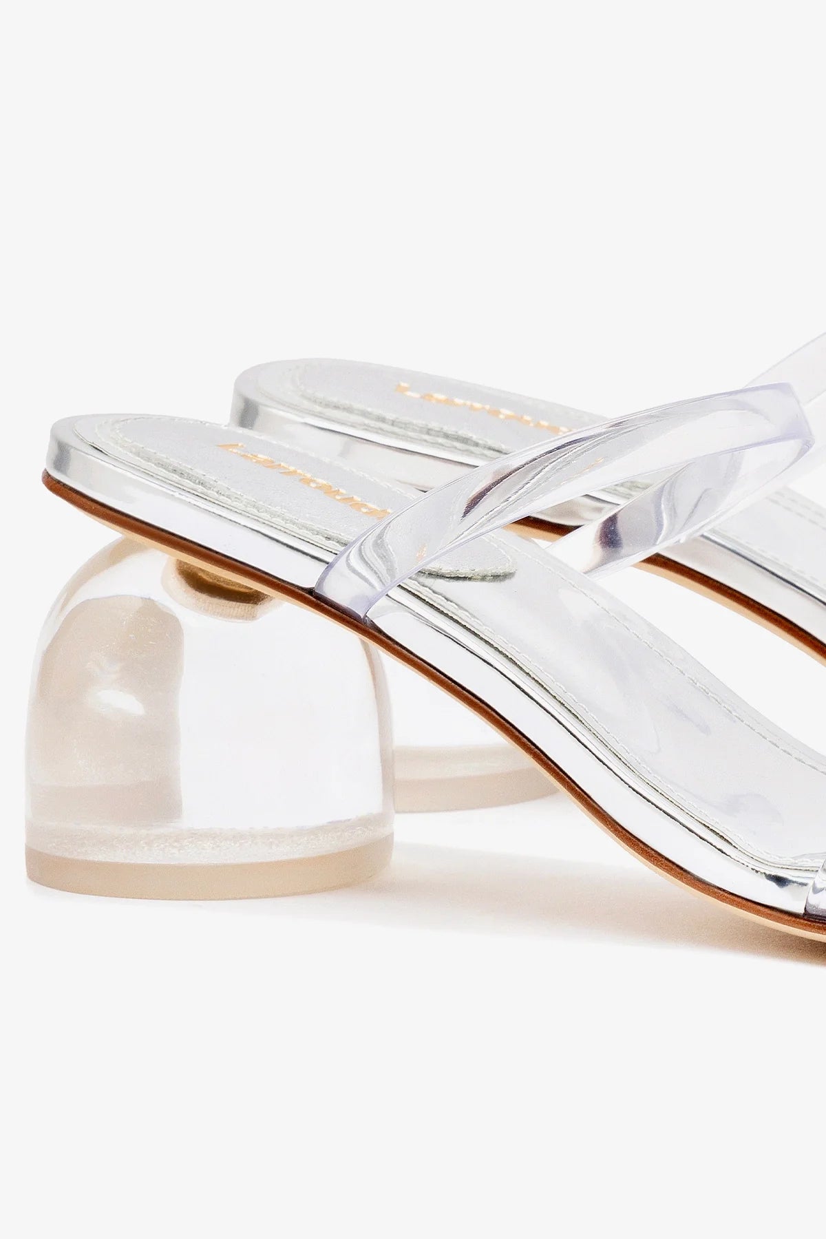 Mule Dew Drop Couro Prateado e Vinil