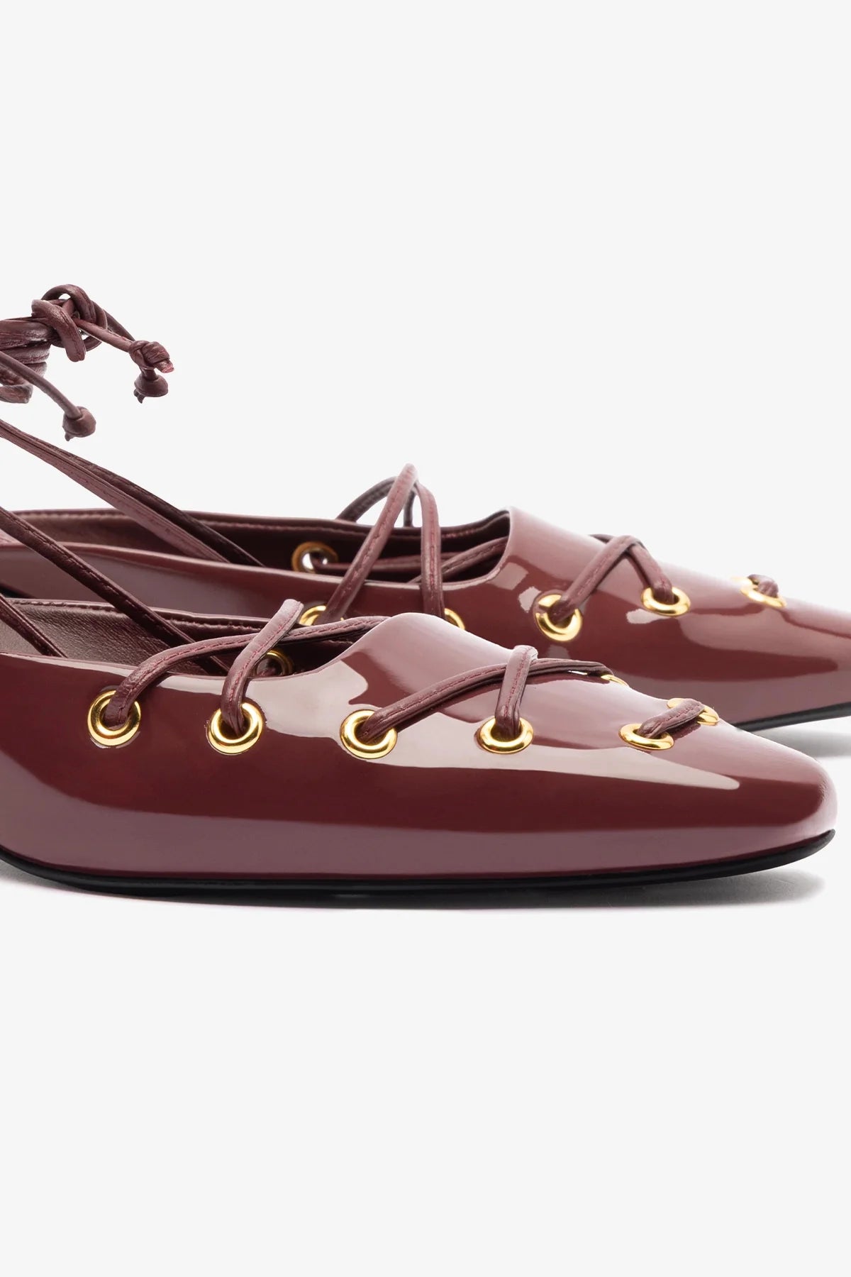 Mule Amarração Amal Couro Verniz Bordô