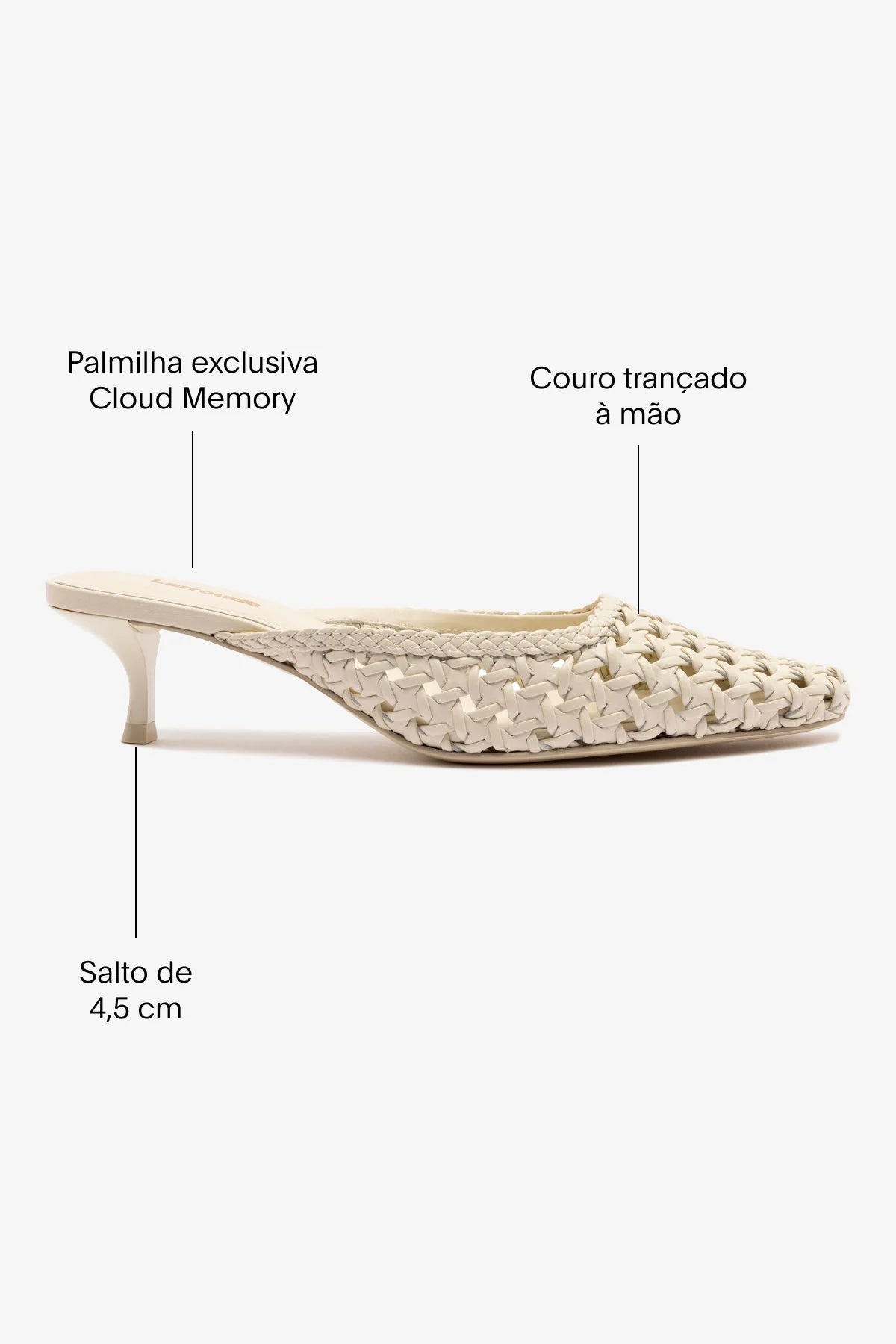 Mule Amal Macramê Couro Off White