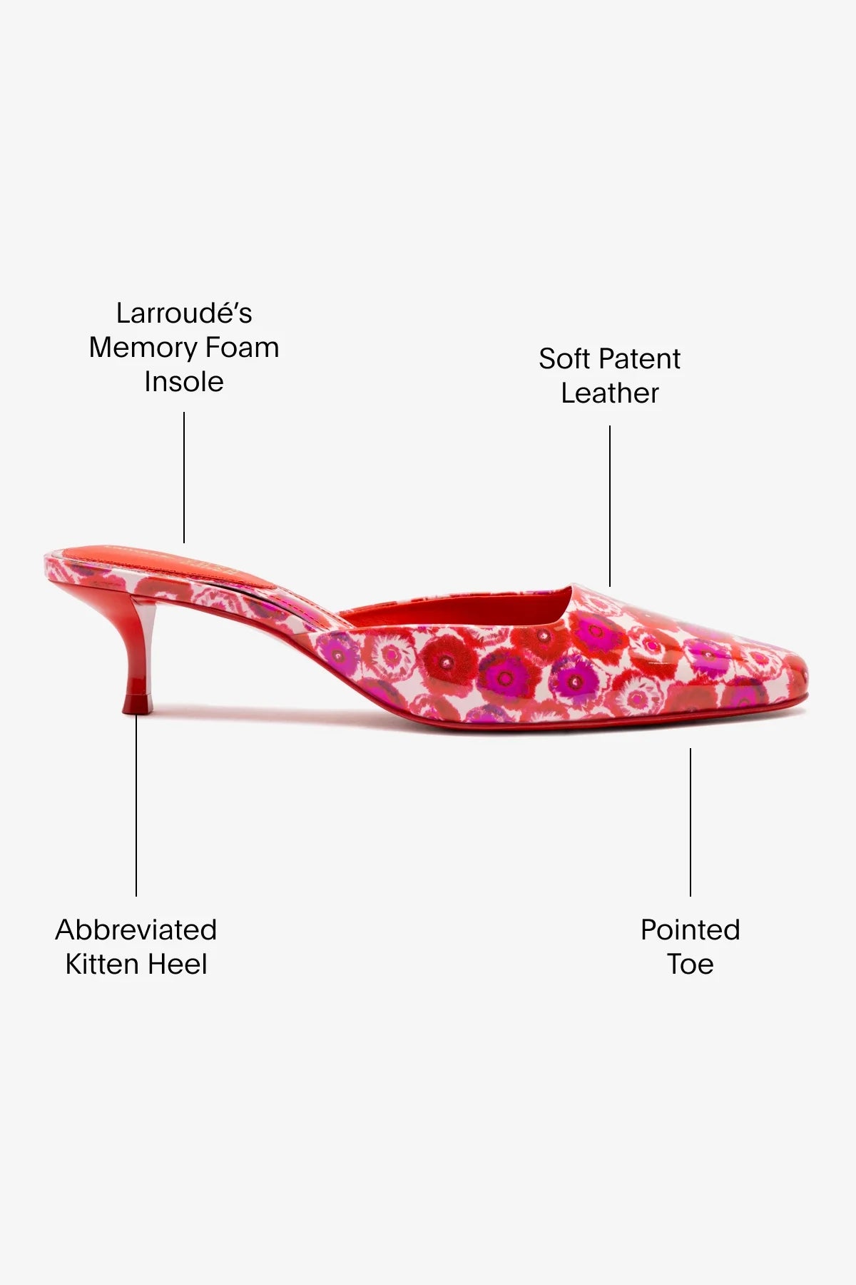 Larroudé x Jonathan Cohen Amal Mule In Red Abstract Printed Patent Leather