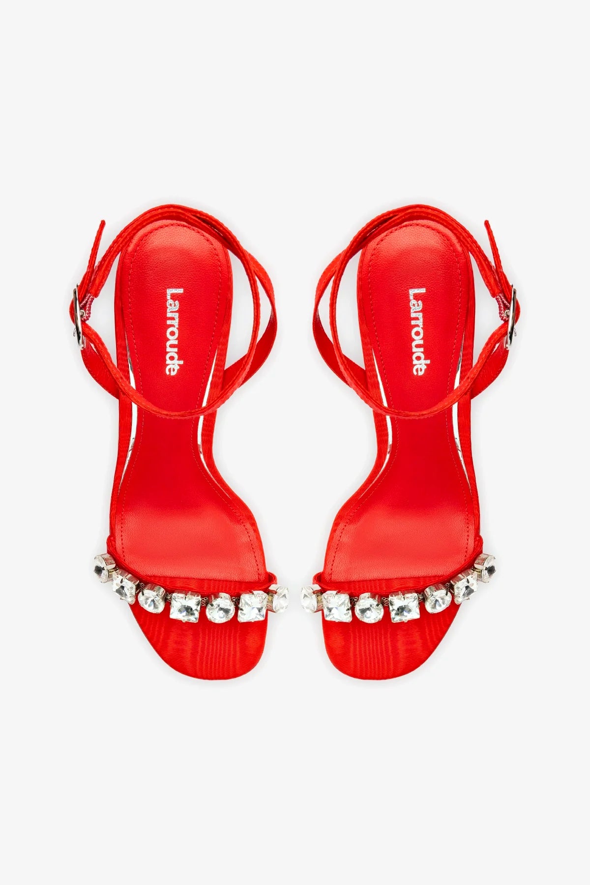 Calypso Sandal In Red Fabric and Crystals