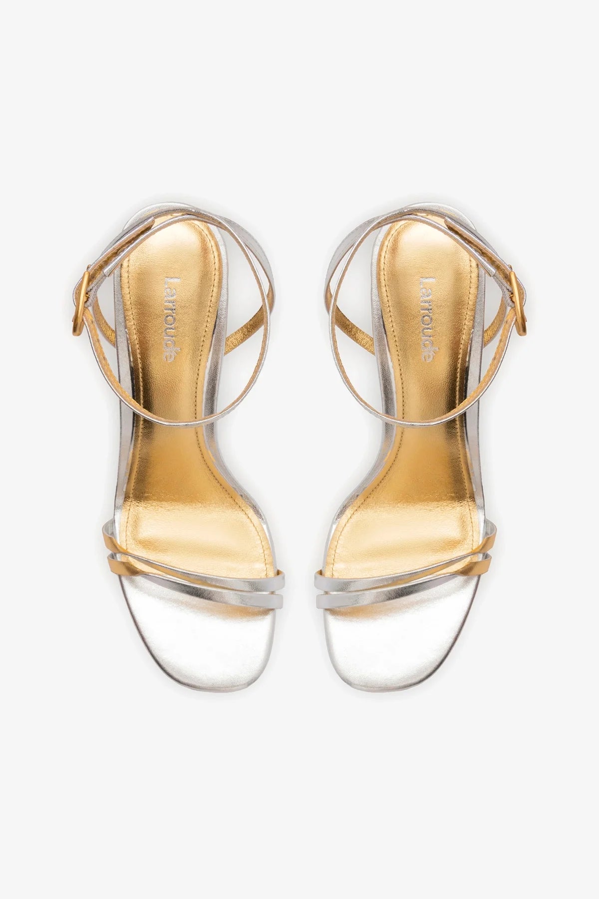 Sandália Vesper Couro Prateado e Couro Dourado