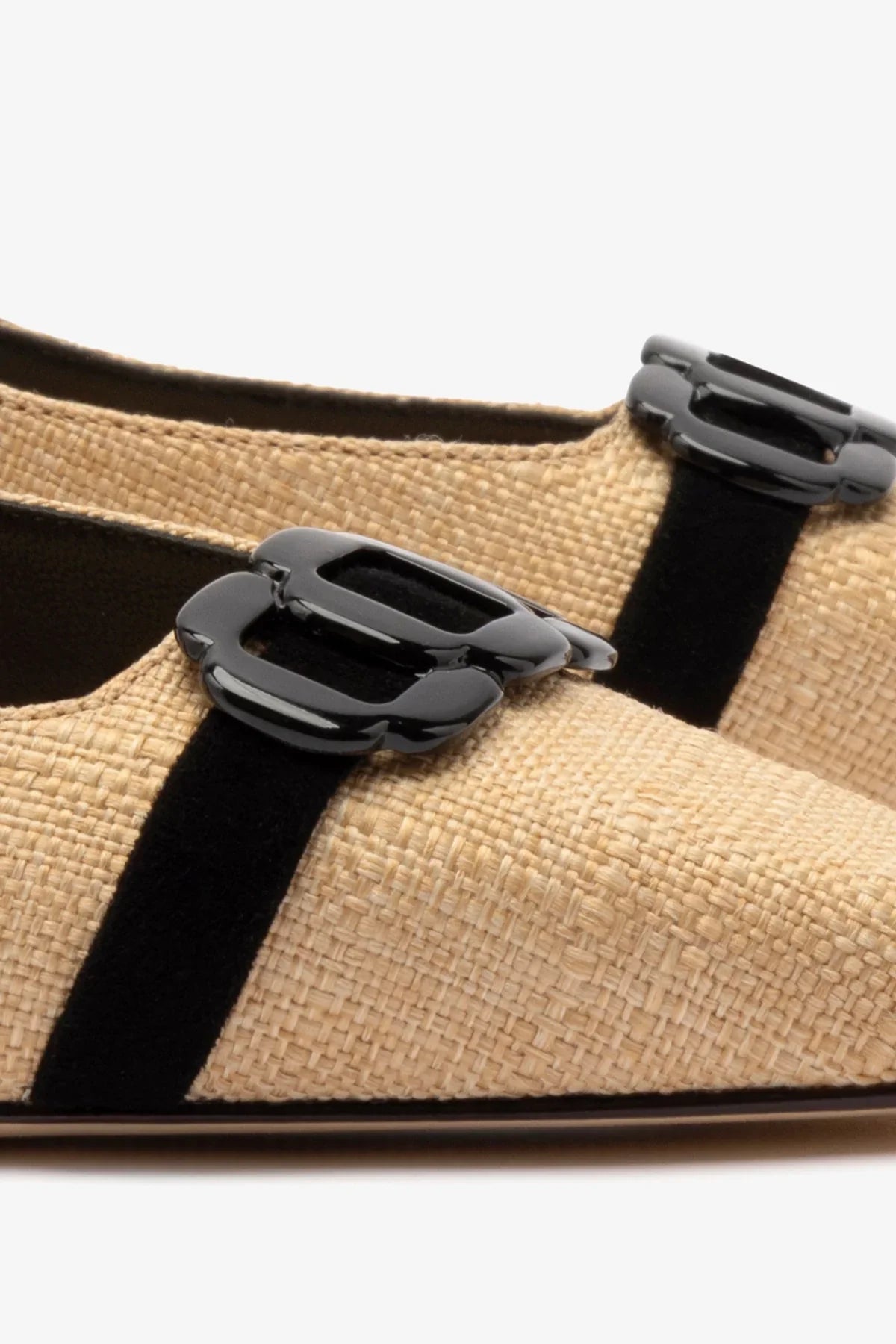 Slingback Franca Ráfia Bege e Camurça Preto