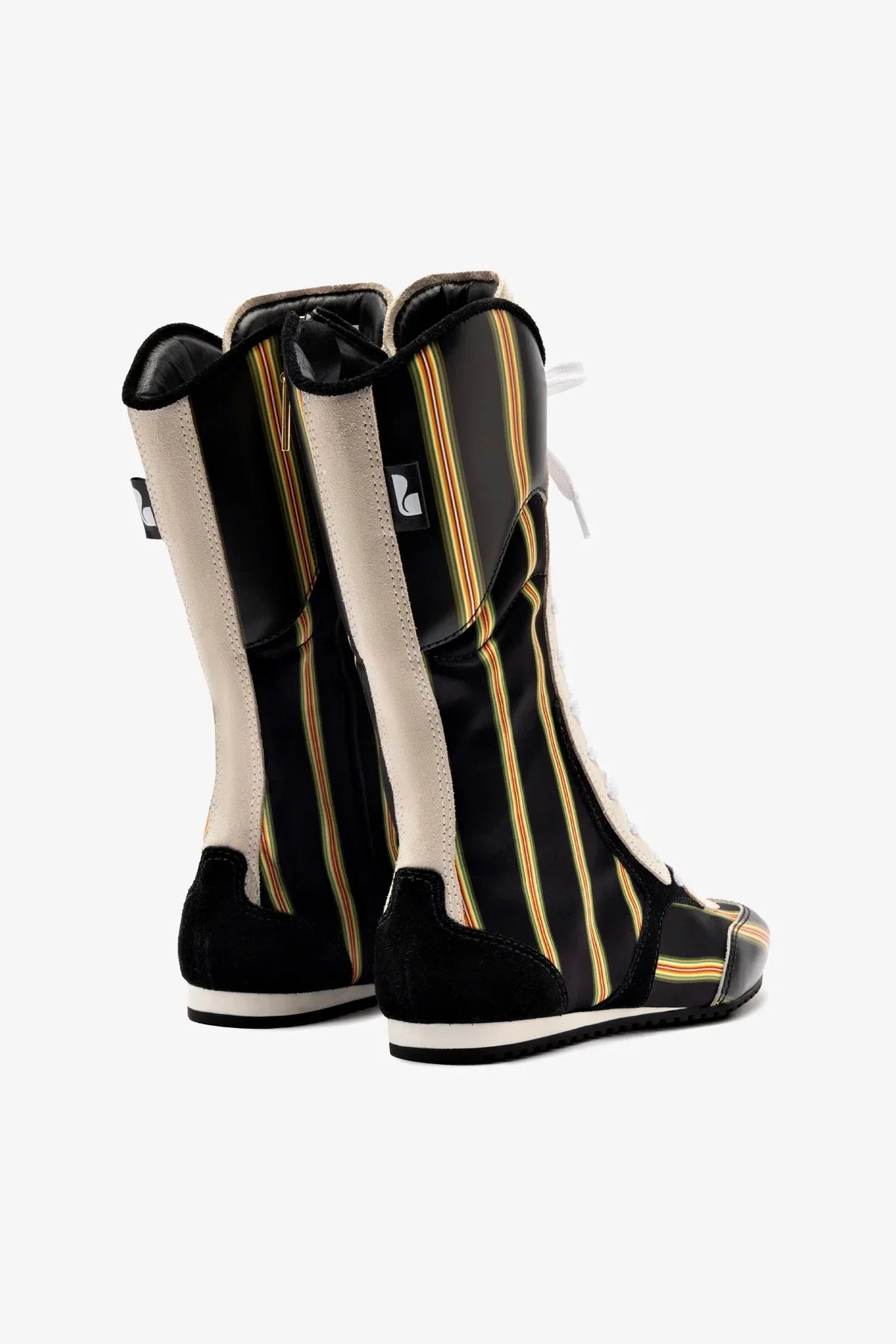 Larroudé x Jonathan Cohen Flat Lo Sneaker Boot In Black Striped Suede