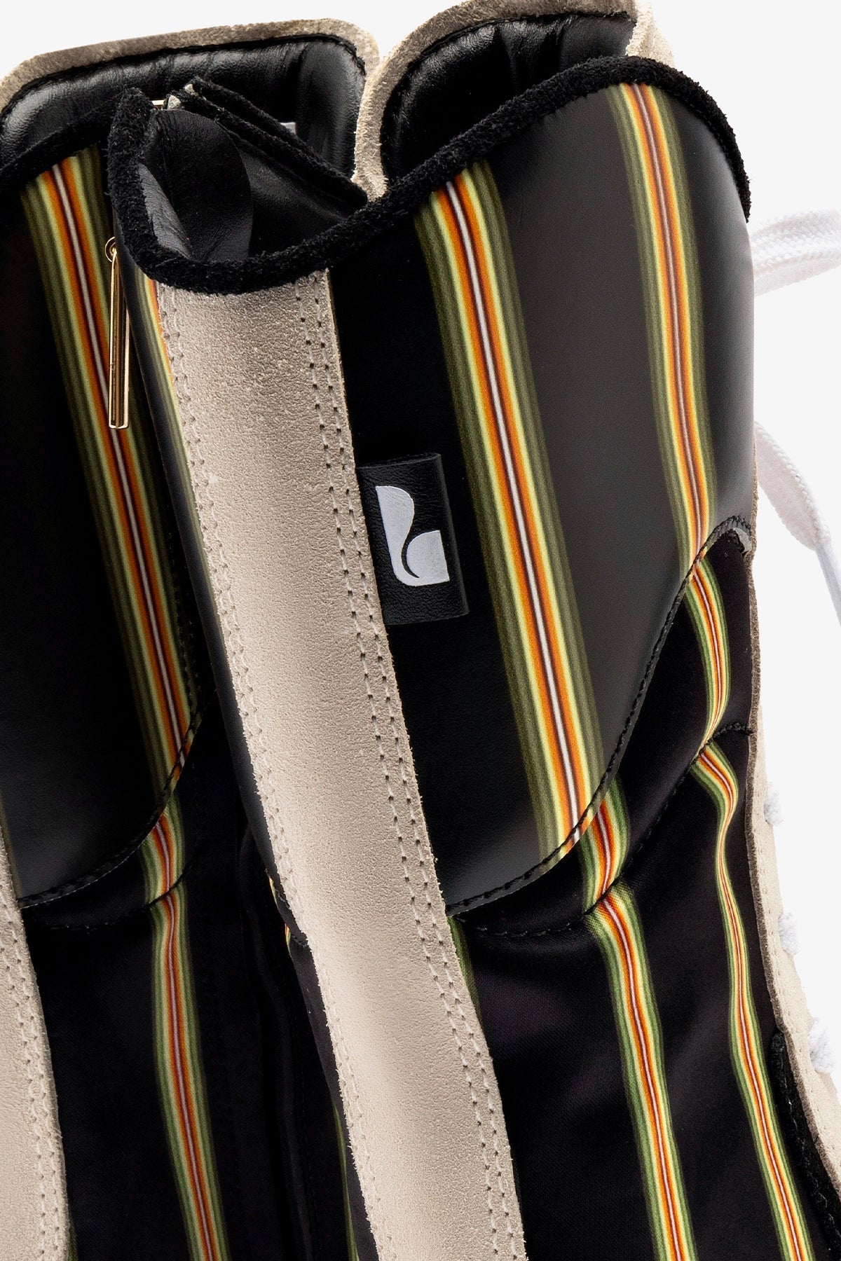 Larroudé x Jonathan Cohen Flat Lo Sneaker Boot In Black Striped Suede