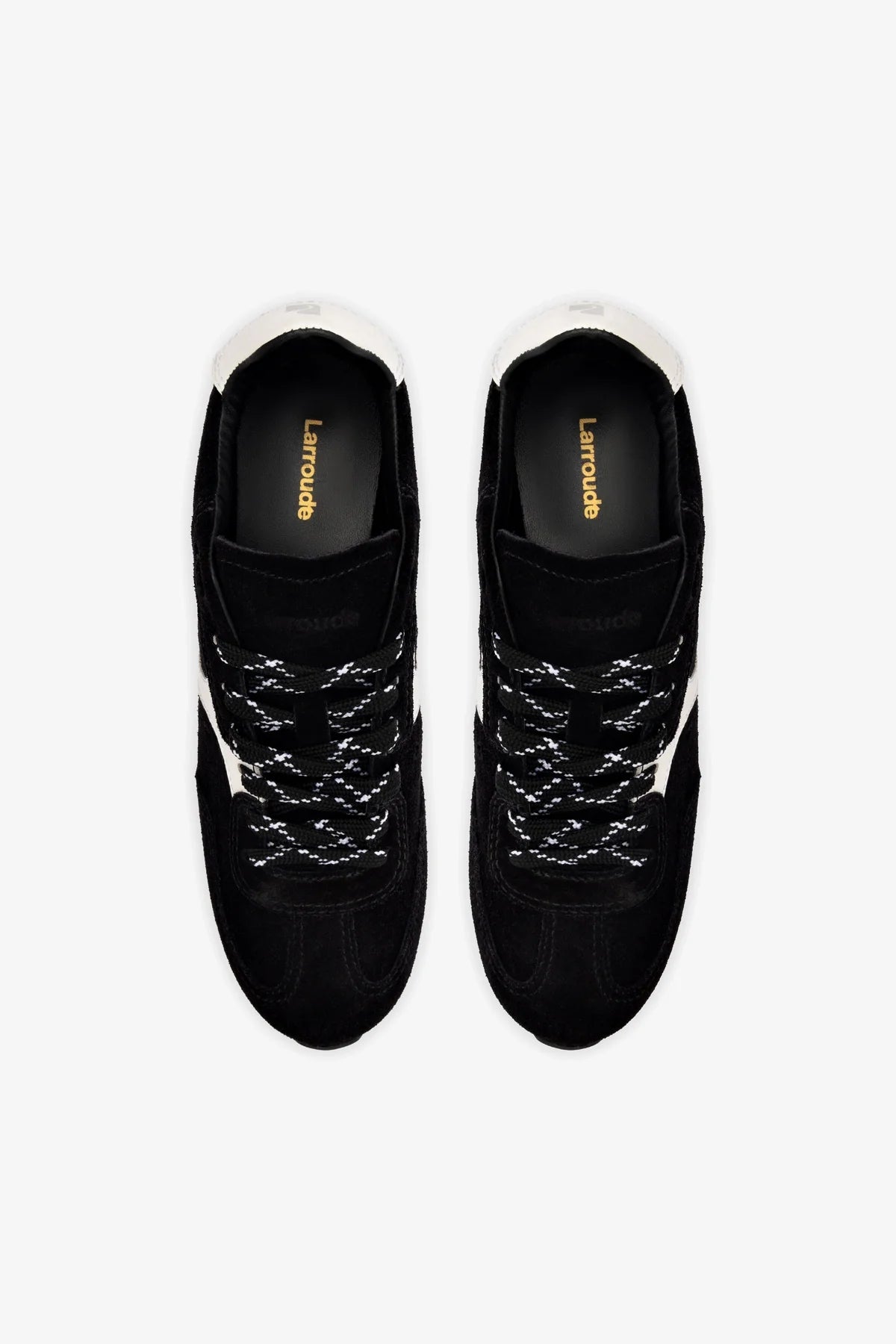 Tênis Stella Camurça Preto e Couro Branco