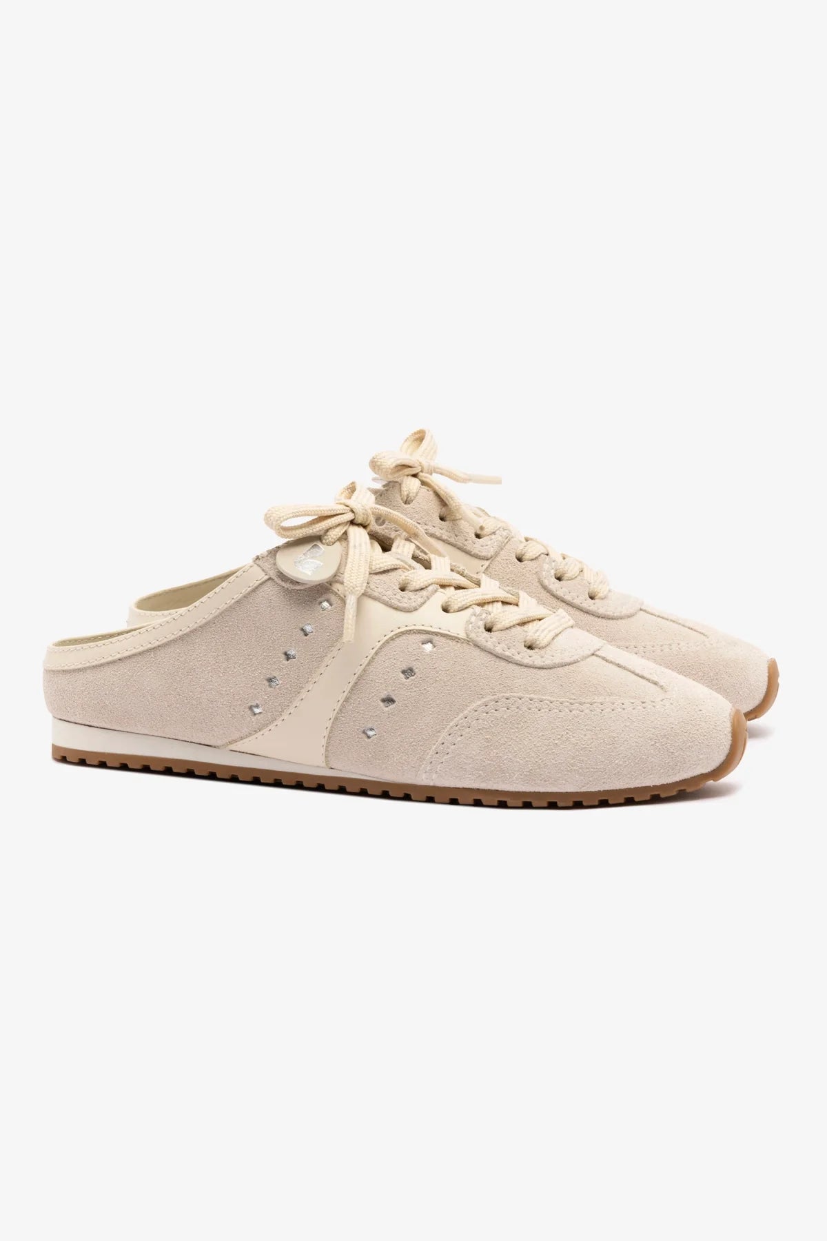 Mule Stella Camurça Cinza e Couro Off White