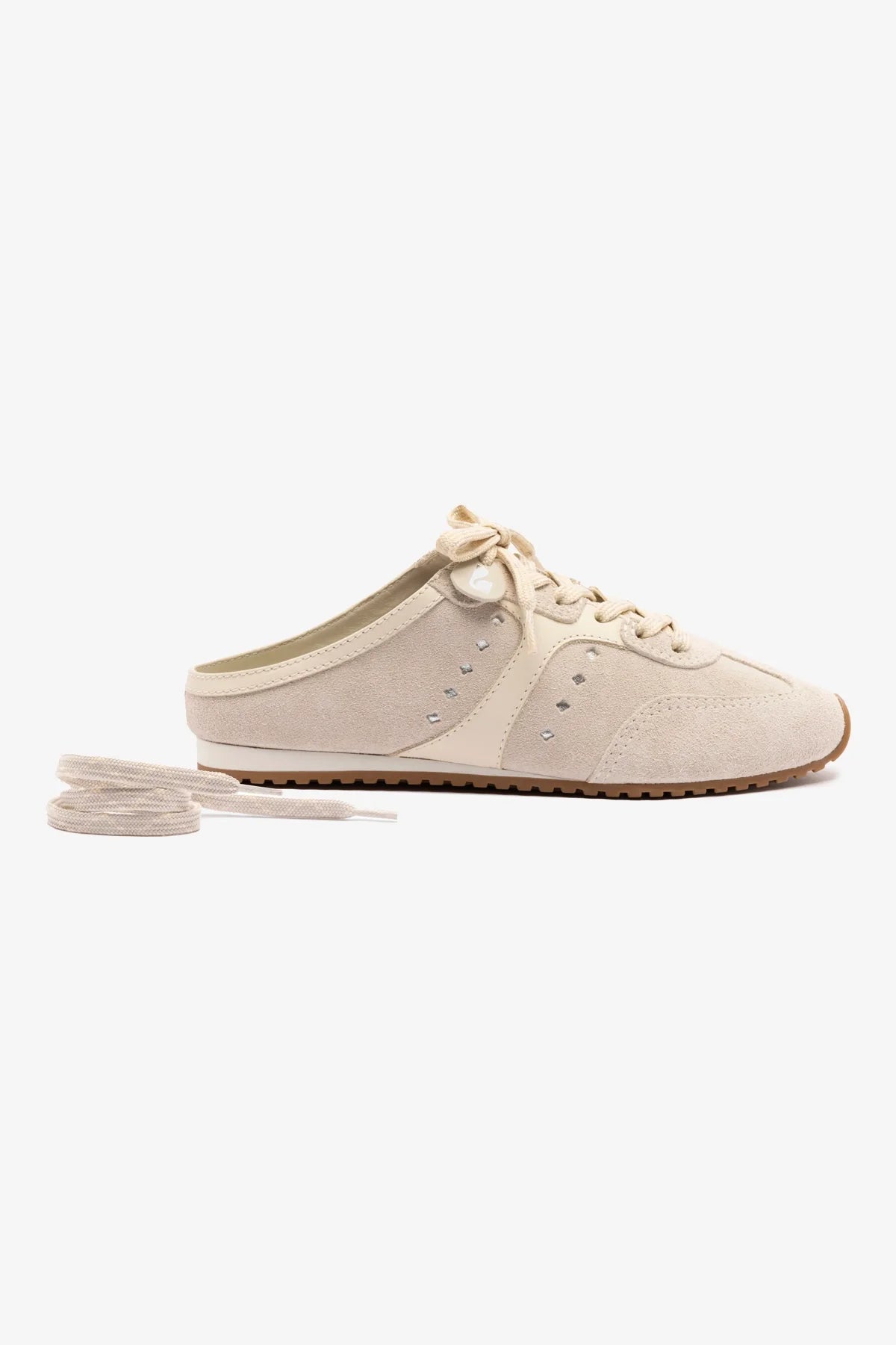 Mule Stella Camurça Cinza e Couro Off White