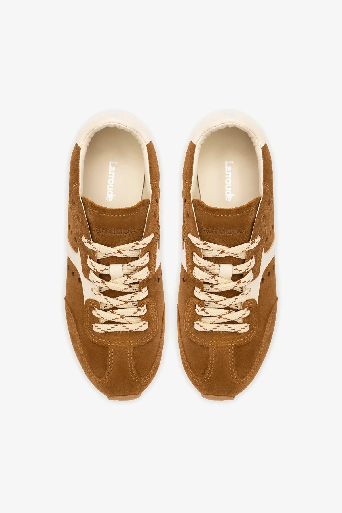 Tênis Stella Camurça Marrom e Couro Off White