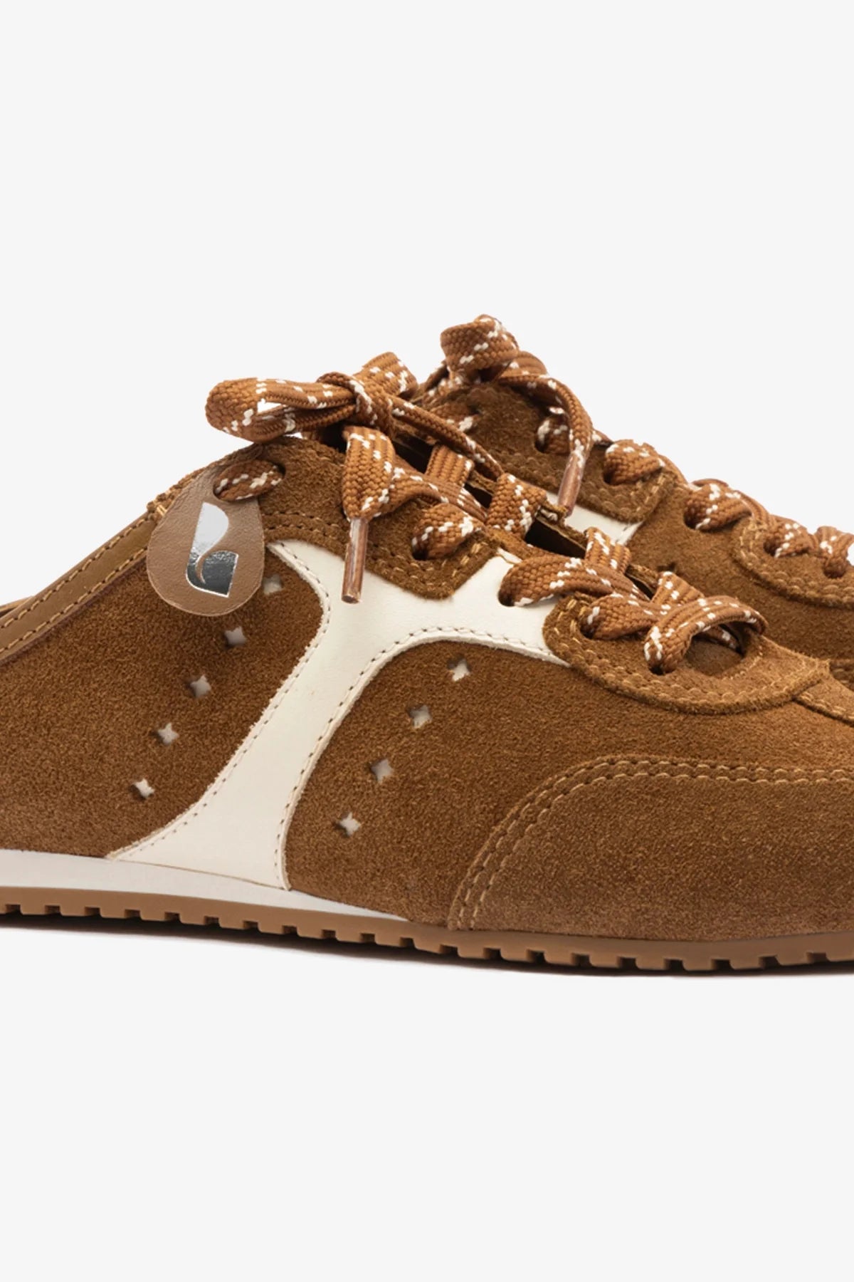 Mule Stella Camurça Terracota e Couro Off White