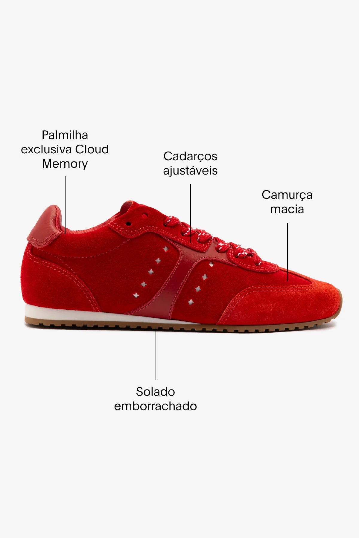 Tênis Stella Camurça Vermelho e Couro Vermelho
