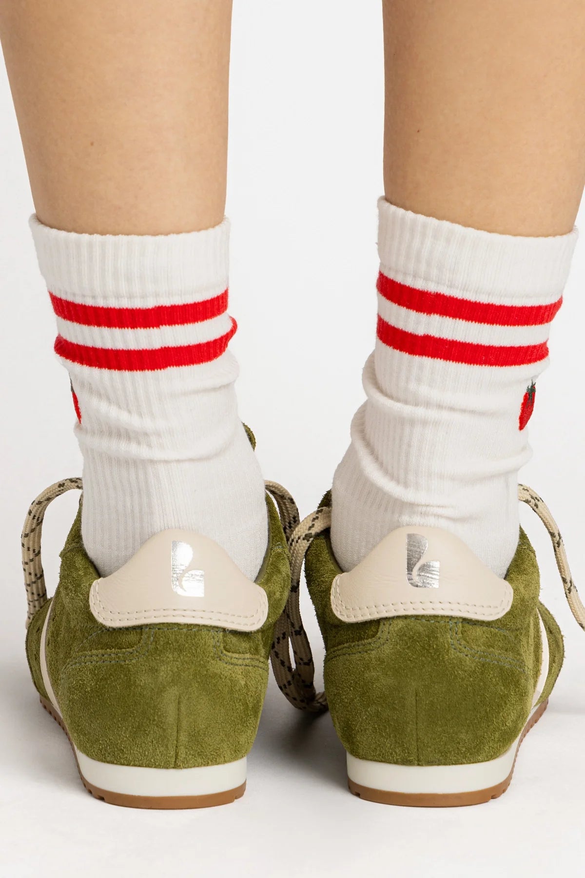 Tênis Stella Camurça Verde e Couro Off White