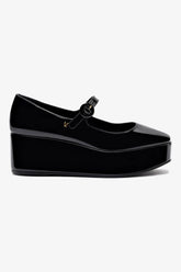 Flatform Blair Couro Verniz Preto